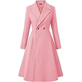 CURLBIUTY Women's Pea Coat Double Breasted A Line Long Trench Coat Winter Dress Coat with Pockets