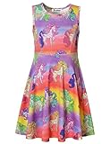 Jxstar Rainbow Dress for Girls Hawaiian Dress Short Sleeve Dress Unicorn 130
