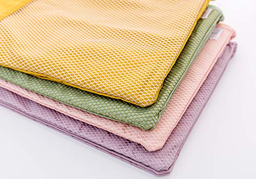 HYFAN Multifunctional A4 Grid Folding Document Bag Zipper File Organizer Storage Folder Bag Mesh Paper File Pocket Pouch for Office School Supplies (Light Pink, Pack of 2) - Thumbnail 3