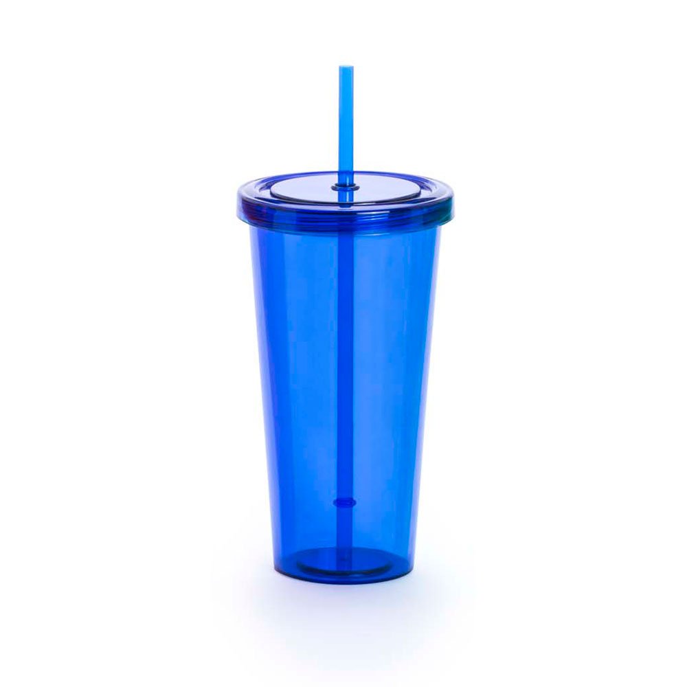 eBuyGB 750ml / 26oz Reusable Plastic Tumbler with Straw and Lid - Reusable Smoothie Cup & Iced Coffee Cup BPA Free - (Blue)