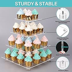 Antimbee 4 Tier Clear Acrylic Cupcake Stand with