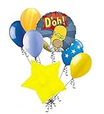 7 pc Homer Simpson D'oh Balloon Bouquet Cartoon Theme Dad Happy Birthday Decor