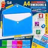 G4GADGET 5 Assorted Color A4 Popper Wallets Clear Plastic Folders view 4