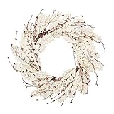 VGIA 18 Inch Christmas Wreath Winter Wreath with Wooden Leaves and Pip Berries