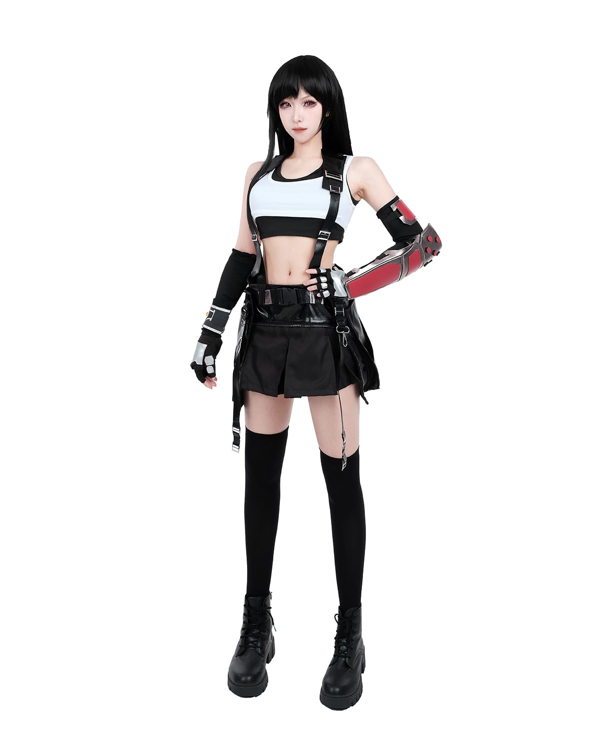 LTAKK Tifa Lockhart Cosplay Costume with Wig Women FF7 VII Tifa Cosplay Costume