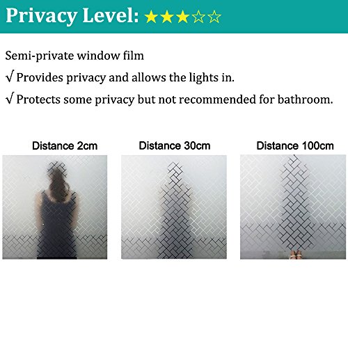 No Glue Window Film Privacy, Frosted Window Decal/Privacy Protection/Heat Control/Anti UV, Latticed Frosting Stained Glass Static Cling for Home/Office, 17.7x78.7 inch