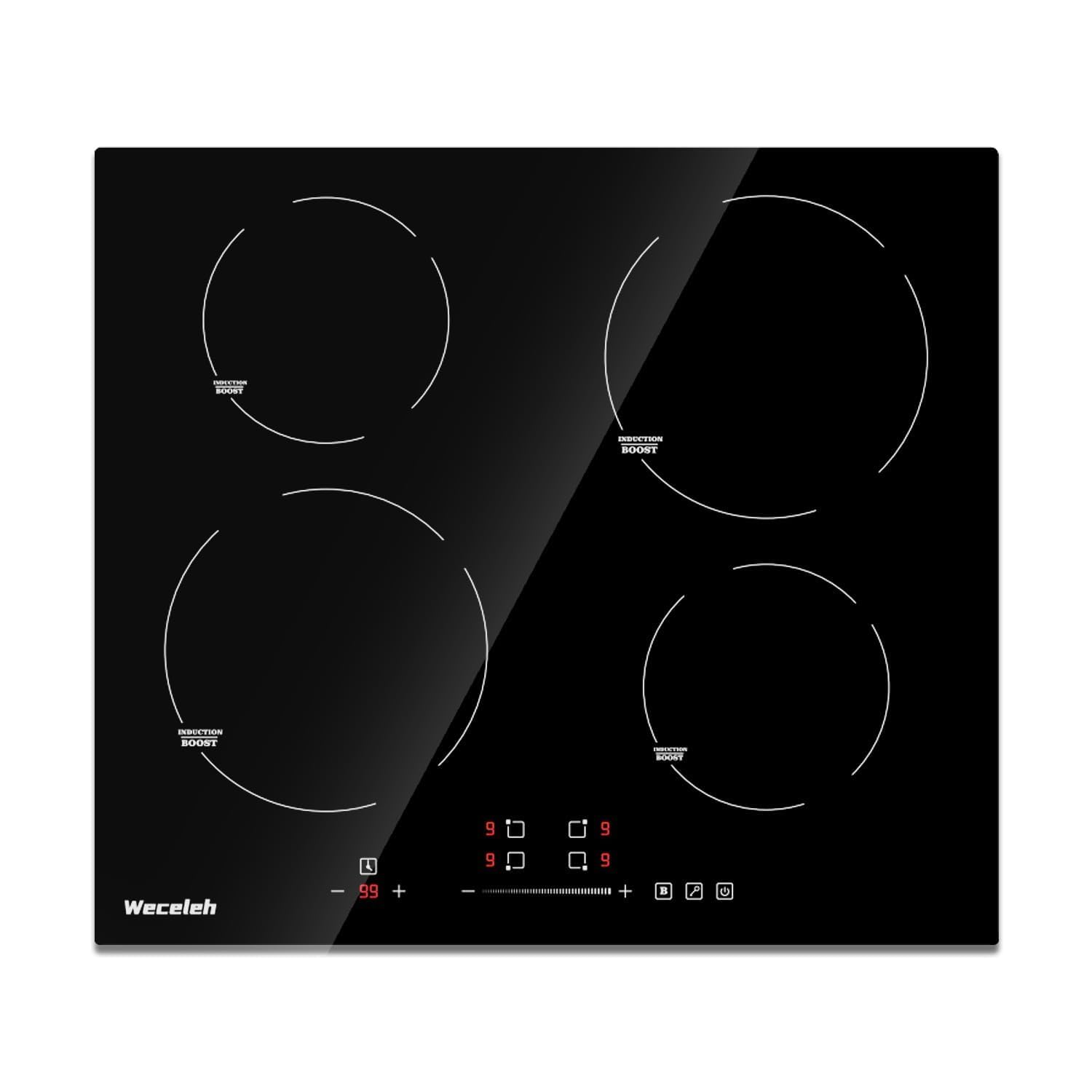24 Inch Induction Cooktop Electric Cooktop 7000W 4 Boost Burners 9 Power Levels Built-in Electric Stovetop,Touch Control/Timer/Safety Lock 220-240V