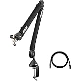 Rode PSA1+ Pro Studio Boom Arm for Podcasting and Streaming with Professional Grade XLR Cable and StreamEye Polishing Cloth