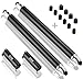 Bargains Depot (2 Pcs) [New Upgraded][0.18-inch Small Tip Series] 2-in-1 Stylus/Styli 5.5-inch L with 10 Replacement Rubber Tips -Black/Black