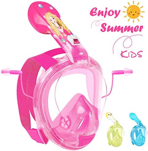 HENGBIRD Full Face Snorkel Mask for Kids Cartoon Snorkeling Mask Set for Adults & Kids with Detachable Camera Mount 180 Degree View Free Breath Dry Top Set Anti-Fog Anti-Leak