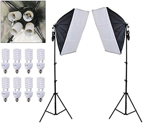 photo Studio E27 Bulbs Continuous Lighting Kit with Softbox Light Stand