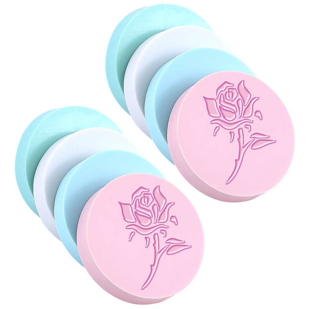 CRASPIRE 8Pcs 4 Colors Rubber Carving Blocks Round Linoleum Blocks Pink Rubber Stamps for Printmaking Stamp Soft Rubber Crafts DIY Crafting Scrapbook Beginners Professional