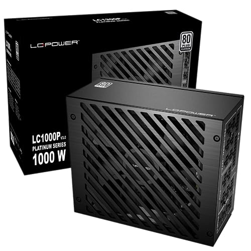 LC-Power LC1000P V3.0 Netzteil EU Stecker, 1000W, 80 Plus Platinum Zertifiziert, vollmodulares ATX 3.0, unterstützt PCIe 5.0 GPU,135 mm Lüfter,Flachkabel thumbnail 1