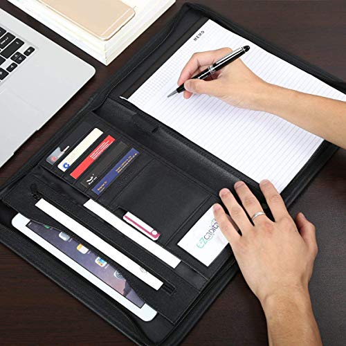 Leathario File Folder Padfolio Writing Pad Business Presentation Folder Portfolio (BLACK-A42)