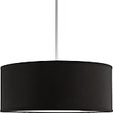 Kuzco Lighting Gregory 20" Pendant | Black Finish | Textured Linen Shade with White Acrylic Diffuser | Modern Drum Pendant Li
