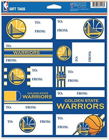Golden State Gift Tags - Sheet of 10 Licensed Vinyl Stickers Basketball Gift Tags - 8.5" x 11" Made in the USA