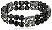 1928 Jewelry Double Beaded Black and Crystal Stretch Bracelet, 7