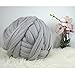 Arm Knitting Yarn Chunky Wool Yarn Bulky Wool Yarn Giant Knit Yarn Extreme Knitting (2.2lbs/1kg, Light Grey)