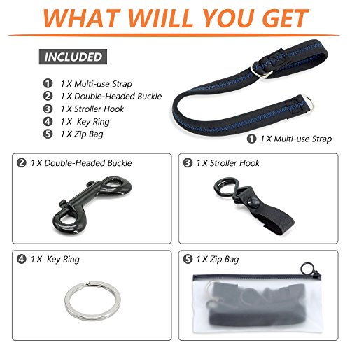 2018 Upgraded Design Baby Stroller Pram Safety Wrist Strap with Stroller Hook (Black with Blue) - Thumbnail 6