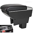 SZSS-CAR Leather Car Center Console Armrest Storage Box Compatible with Suzuki Swift 2005~2008 2009 2010 2011 2012 2013 2014 2015 2016 2017 2018 2019 2020 2021 2022 2023(Black with 7 USB)