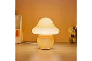 CometMars Mushroom Lamp, Small Orange Glass Table Lamp, Cute Little Translucent Nightstand Lamp for Bedroom, Bedside, Living 