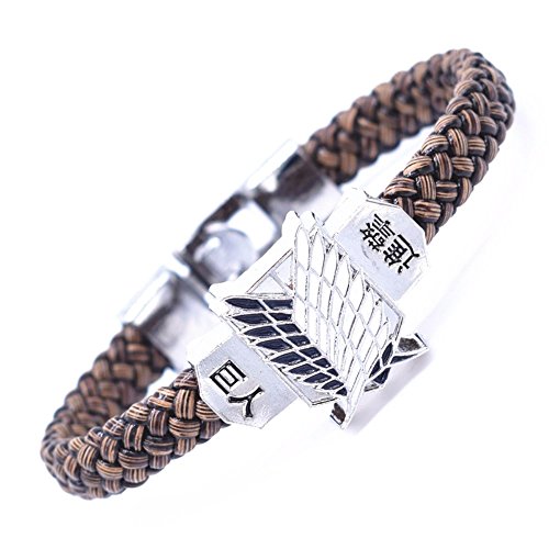Steampunk - Attack on Titan leather weave bracelet - Men Women Unisex - Punk Multi Stand Rope Titan Weave s3