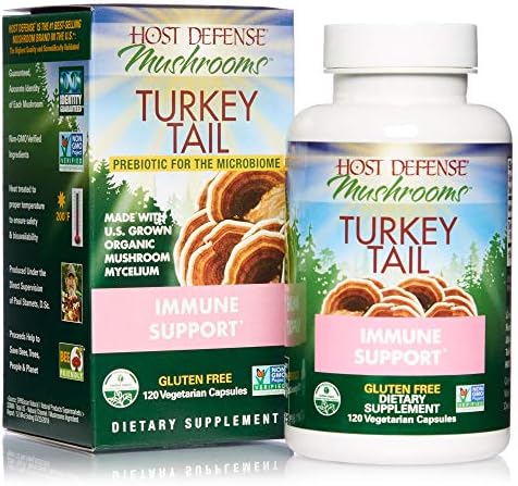 Host Defense, Turkey Tail, 120 Capsules, Natural Immune System and Digestive Support, Daily Mushroom Mycelium Supplement, USDA Organic, 60 Servings