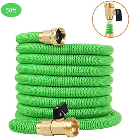 Grelife Garden Hose Expandable Hose 50ft Flexible Water Hose with Strength Polyester and Heavy-Duty Brass Fitting
