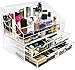 Sorbus® Acrylic Cosmetics Makeup Organizer Storage Case Display with Slanted Open Lid-Cosmetic Storage for Makeup, Brushes, Perfumes, Skincare (Style 2 - Slanted Lid Sectional Top with 4 Drawers)