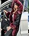 Roiii Plus Size Women Warm Fleece Vintage Winter Coat Hood Jacket Parka Outwear (XXL, Black Wine)