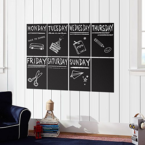 Atalanta Durable Weekly Wall Planner Vinyl Chalkboard Sheet Wall Decal Blackboard Set of 8 with 1 White Color Liquid Chalk Marker