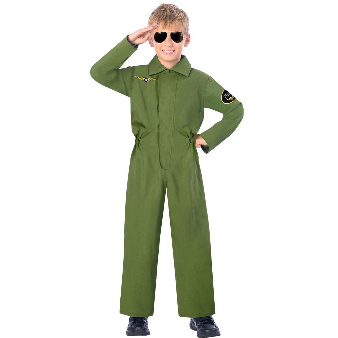 (PKT) (Fix 1/1) (9907037) Child Pilot Jumpsuit Costume (8-10yr)