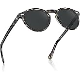 CARFIA Retro Polarized Sunglasses for Men UV400 Protection Handmade Acetate Round Frame CA5288L