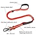MEIKAI Tactical Bungee Dog Leash Metal Lock Reflective Nylon Pet Leads Rope with 2 Control Handle Great for Dog Training, Walking,and Hiking(Red)