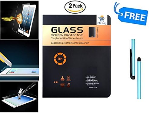 New iPad 2017 9.7 Inch/iPad Pro 9.7/iPad Air/iPad Air 2 Tempered Glass Screen Guard Protector by Mc Loj With Free Stylus Pencil - Pack of 2