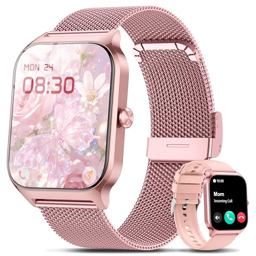 Smart Watch Women Men, 1.85'' Lightweight Screen Fitness Watch, Bluetooth Call, HR/ Blood Pressure/ Sleep Monitor, 115+ Sports Modes, Voice Control, IP68 Waterproof Compatible with Android & iPhone