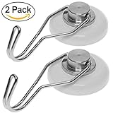 Mavoro Strong Magnetic Hooks for Hanging. Up to 65 lbs. Set of 2 White Magnet Hooks Heavy Duty Magnets, Neodymium 52 Rare Earth Magnets. Rotating Swivel Style Magnet Hook for Refrigerator, Locker etc