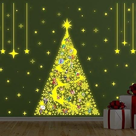 Addobbi Natalizi Scuola Infanzia.Wallflexi Addobbi Natalizi Adesivi Murali Magic Glow In Dark Albero Di Natale Con Lettere E Murales Decalcomanie Soggiorno Bambini Scuola Materna Ristorante Hotel Home Office Decor Multicolore Amazon It Casa E Cucina