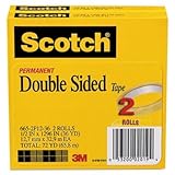 Scotch 665 Double-Sided Office Tape, 1/2 Inch x 900 Inches, 1-Inch Core, Clear - 4 Rolls
