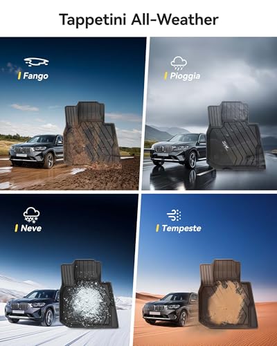 3W Car Mats for BMW X3 G01 2018-2024/X4 G02 2018-2024/iX3 G01 2021-2025 Waterproof Anti-Slip Mat Set Fits BMW X3 X4 iX3 TPE Car Mats