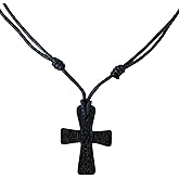 BlueRica Wooden Cross Pendant on Adjustable Cord Necklace