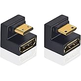 Poyiccot U Shaped Mini HDMI to HDMI Adapter 180 Degree Male to Female Extension Adapter for 8K@60Hz, 4K@120Hz, 3D, 1080P, Digital Cameras, Monitors, DVRs (Up Down Angled), 2-Pack