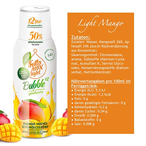 Light Mango 500ml Fitness-Sirup von FruttaMax Getränkesirup | Zuckerfrei | mit Stevia | 50% Fruchtanteil – Bild 3