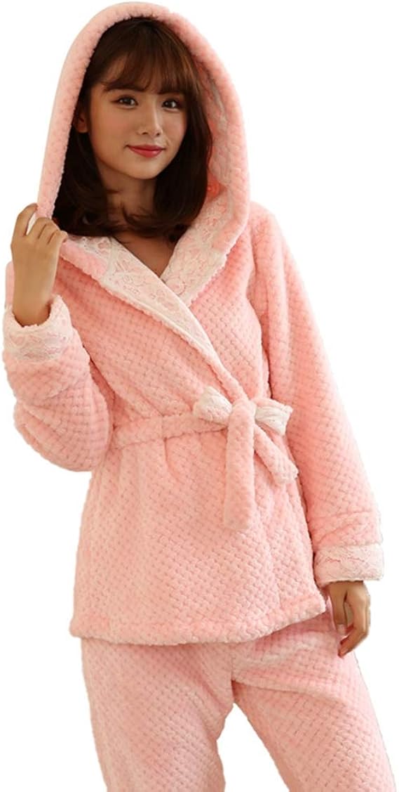 Amazon パジャマ レディース 超あったか ルームウェア ナイトウェア ふわふわ 冬 もこもこ 起毛 超軽量 寝巻き 入院 秋冬 長袖 ロング 可愛い 部屋着 女性用 無地 保温防寒 M L Xl パジャマ ルームウェアセット 通販