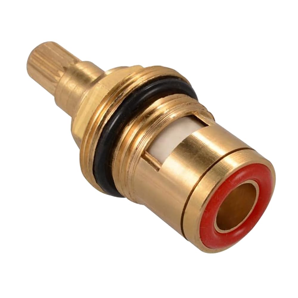 Haiba Replacement Brass Ceramic Stem Disc Cartridge Faucet Valve Quarter Turn 1/2" for Bathroom Kitchen Tap (Hot) 25TC-H