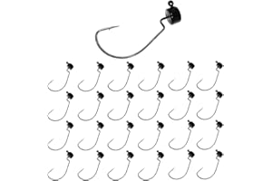 Reaction Tackle Ned Rig Jig Heads - Mushroom Jig Head Shroom jigs, Bass Fishing Lures, Fishing Tackle Finesse Jig Fishing Hooks (25-Pack Kit)