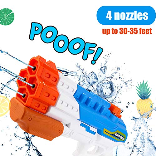 Gdaytao 1200CC High Capacity Water Guns with 4 Nozzles Water Blaster Pistol with 30-35 Feet Shooting Range Kids Adults Super Squirt Guns for Swimming Pool Beach Sand Water Fighting