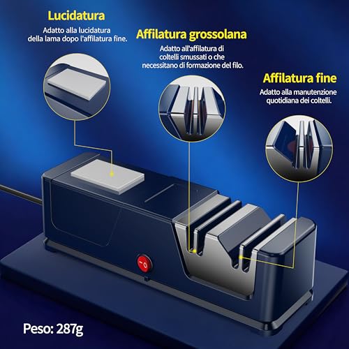 5 in 1 Electric Knife Sharpener Diamond Coating Silent Motor Kitchen Knife Sharpener with Non-Slip Base Kitchen Tools Safe and Easy to Use (JU1)