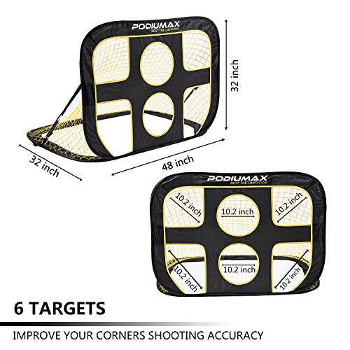 PodiuMax Win Your World Cup 2 in 1 Pop Up Soccer Goal, Portable Indoor/Outdoor Soccer Target Net with Carrying Bag, Best For Pickup/Scrimmage Game