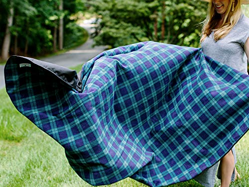 Picnic & Outdoor Blanket | Plush and Water-Resistant Outdoor Mat | Perfect for Camping, Beach, Park and Picnics | Marina Green Plaid - Thumbnail 4